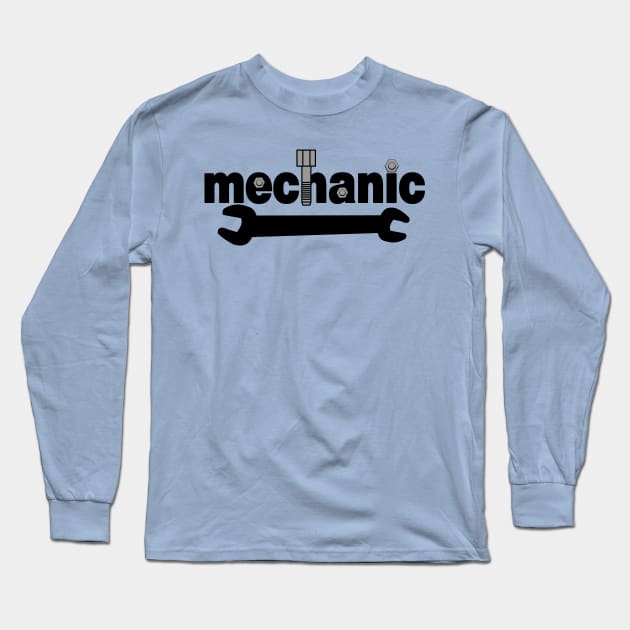 Mechanic Nuts and Bolts Text Long Sleeve T-Shirt by Barthol Graphics